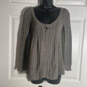 Vintage Y2K Abercrombie Fitch Cable Knit Babydoll Cardigan Women S Brown Sweater